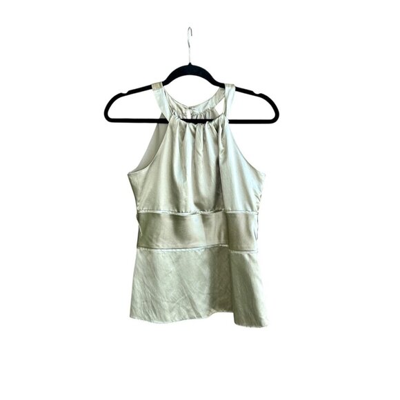 Ann Taylor Gold Satin Halter Top Size 2 - Picture 1 of 9